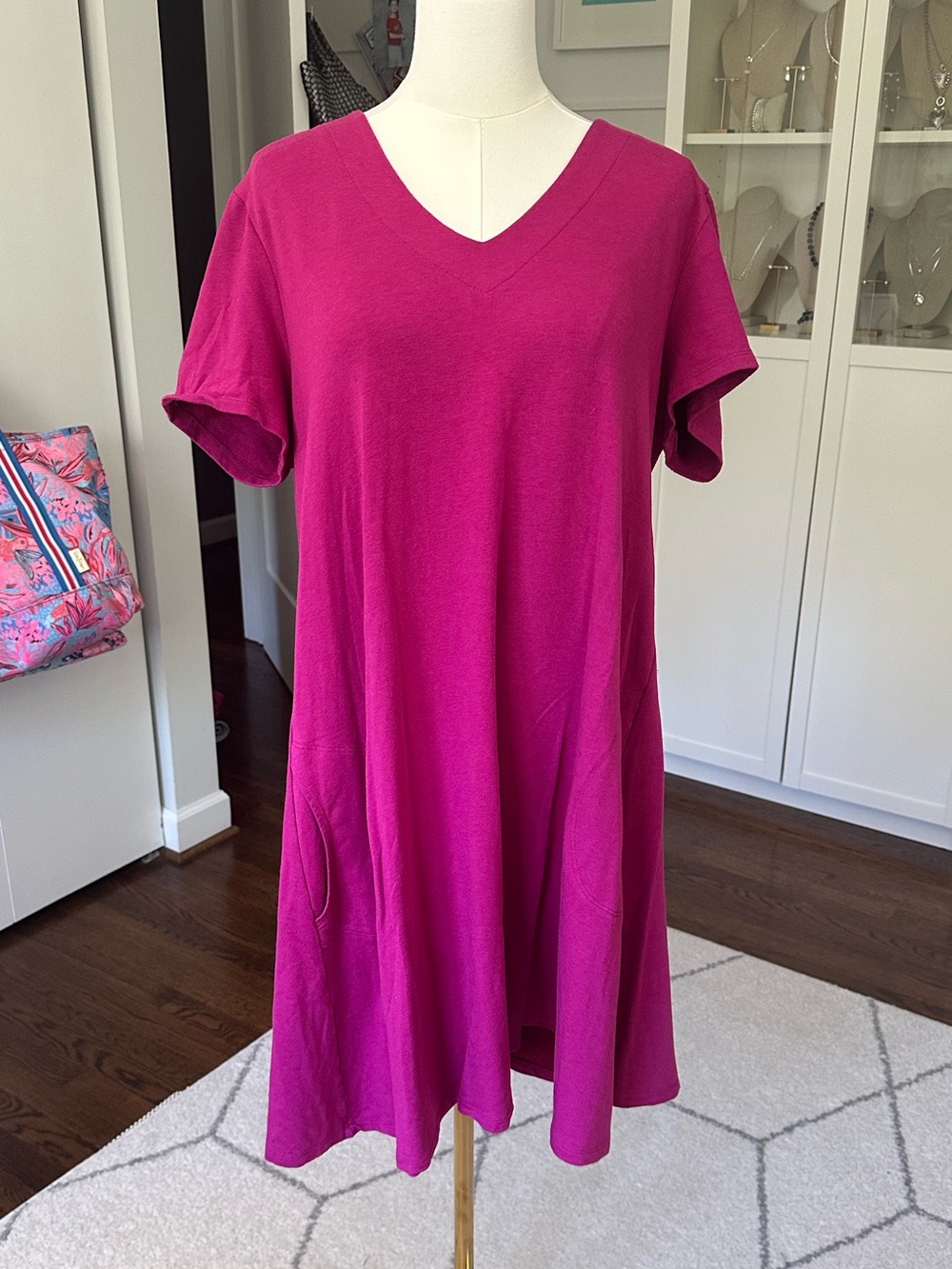 EUC Pure Essence Bamboo Tee Dress in Raspberry